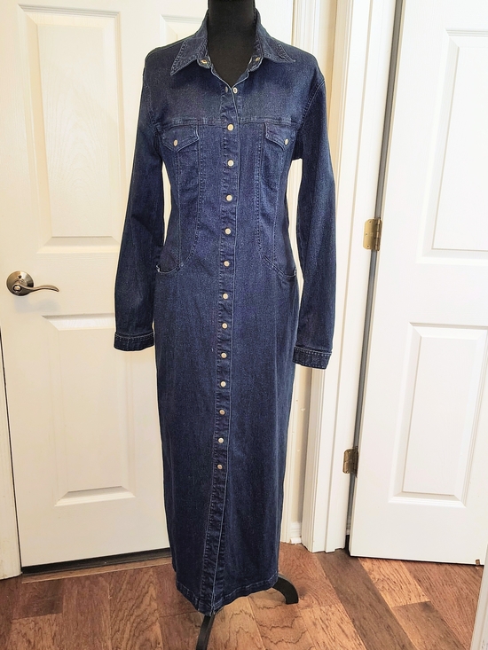 Newport News Dresses & Skirts - Vintage Newport News Denim Maxi Dress Long Sleeve Mothers Day 90s Y2K Western 12